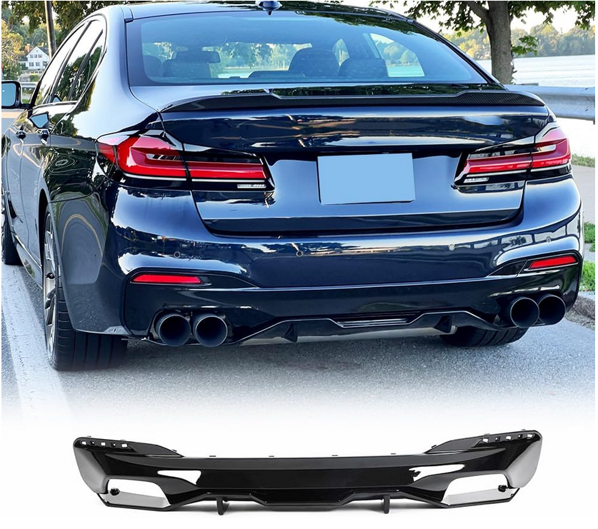 BMW 5 Series G30 530i 530e 540i M Sport M550i 2017-2020 Rear Bumper Diffuser Carbon Fiber/FRP-Ahacarbon
