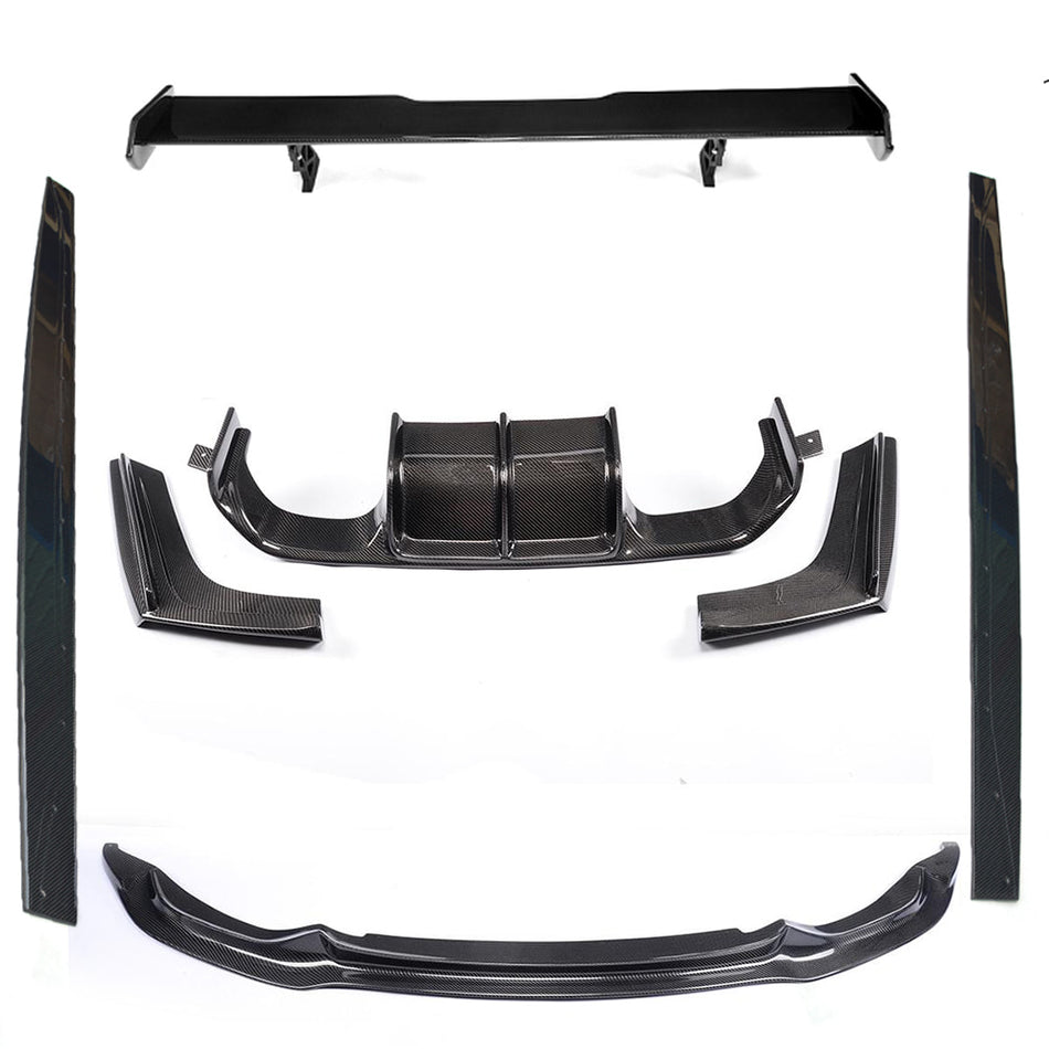 BMW F80 M3 F82 F83 M4 2014-2020 Front Bumper Lip Side Skirts Rear Diffuser Rear Trunk Spoiler Carbon Fiber-Ahacarbon