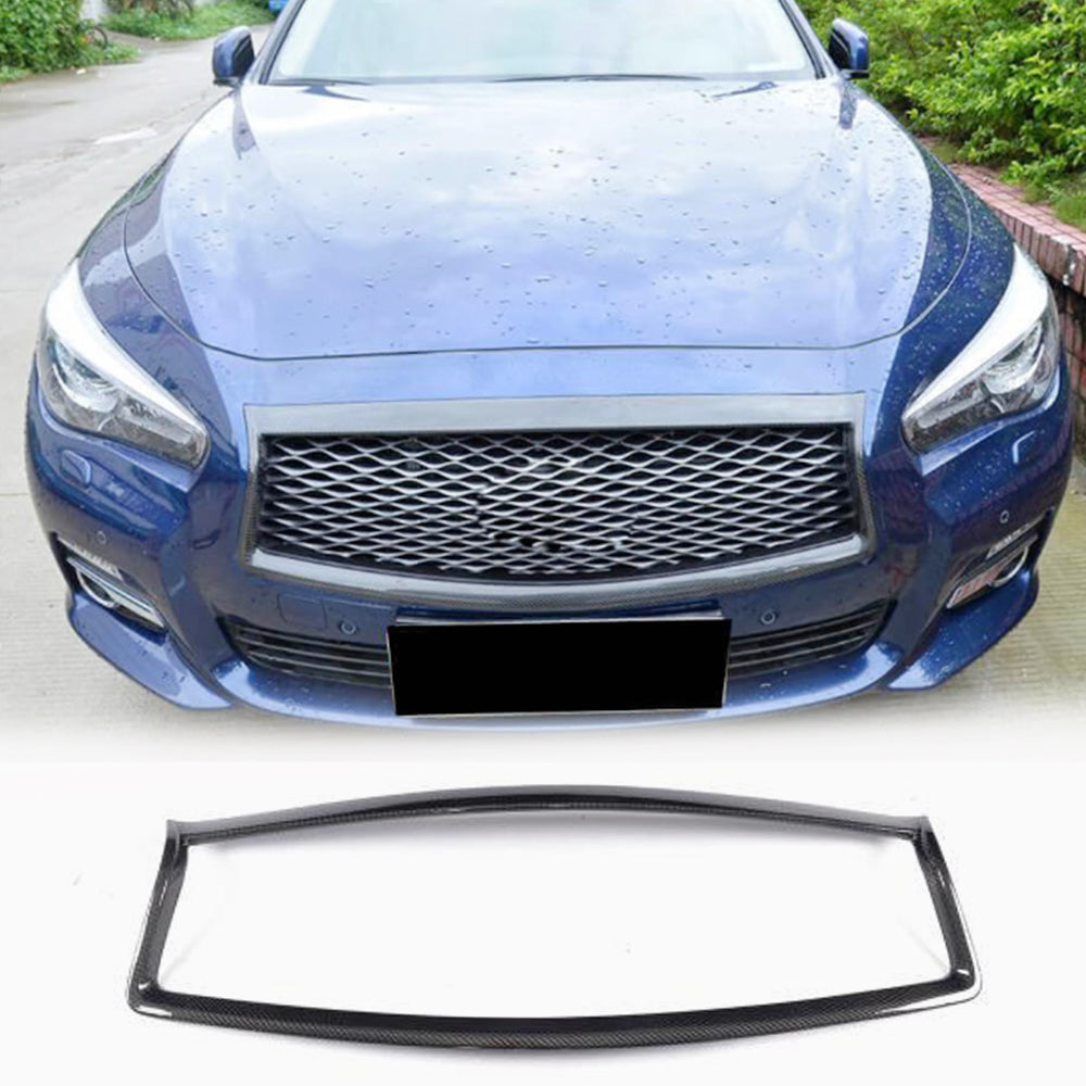 Infiniti Q50 Base/Sport Sedan 2014-2017 Carbon Fiber Front Bumper Grille-Ahacarbon