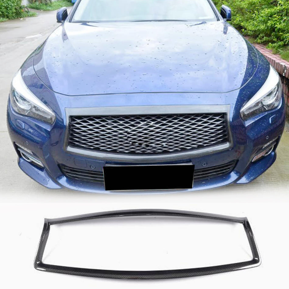 Infiniti Q50 Base/Sport Sedan 2014-2017 Carbon Fiber Front Bumper Grille-Ahacarbon