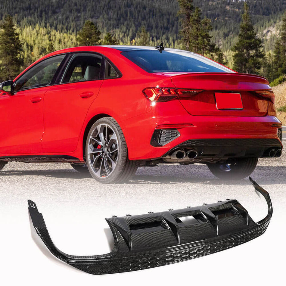 Audi A3 S-LINE S3 8Y Sedan 2021-2023 Rear Bumper Diffuser Carbon Fiber-Ahacarbon