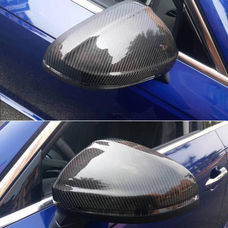 Audi B9 A4 S4 2016-2023 A5 S5 RS5 2017-2023 Mirror Covers Carbon Fiber (With Side Lane Assist)-Ahacarbon