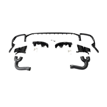Audi Q8 SQ8 Sport Utility 4-Door 2019-2022 Rear Bumper Diffuser Lip W/Exhaust Trim Tips Black PP-Ahacarbon