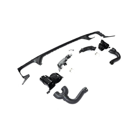 Audi Q8 SQ8 Sport Utility 4-Door 2019-2022 Rear Bumper Diffuser Lip W/Exhaust Trim Tips Black PP-Ahacarbon