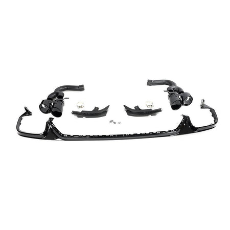 Audi Q8 SQ8 Sport Utility 4-Door 2019-2022 Rear Bumper Diffuser Lip W/Exhaust Trim Tips Black PP-Ahacarbon