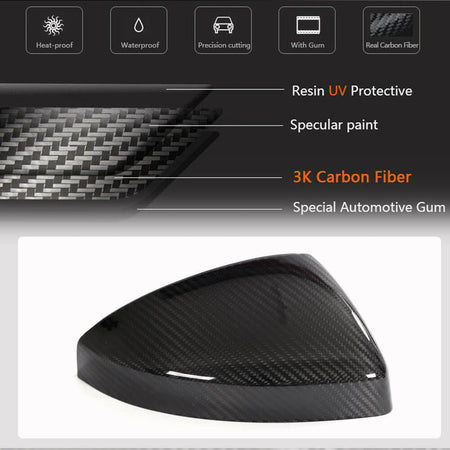 Audi R8 2023UP Mirror Covers Replacement Style Dry Carbon Fiber-Ahacarbon