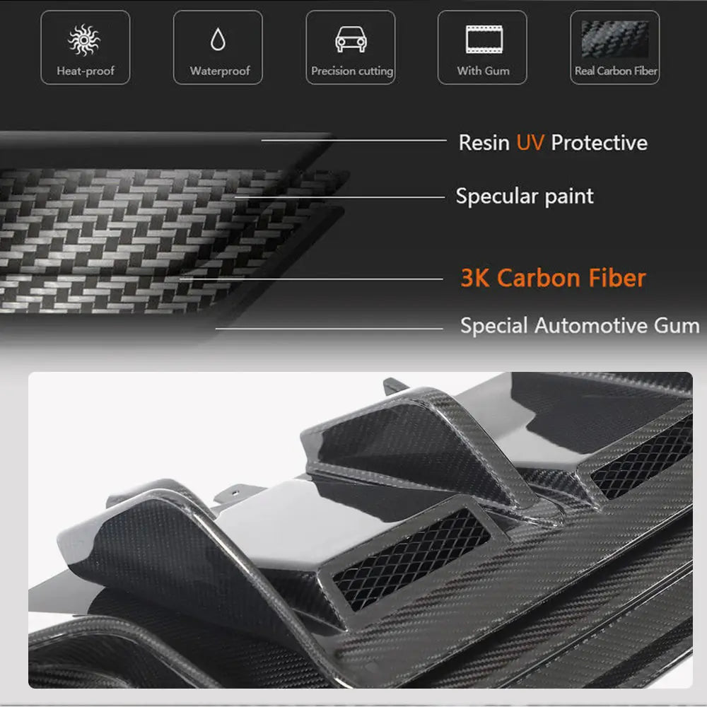 Audi R8 Coupe 2023+ Rear Bumper Diffuser Prepreg Dry Carbon Fiber-Ahacarbon