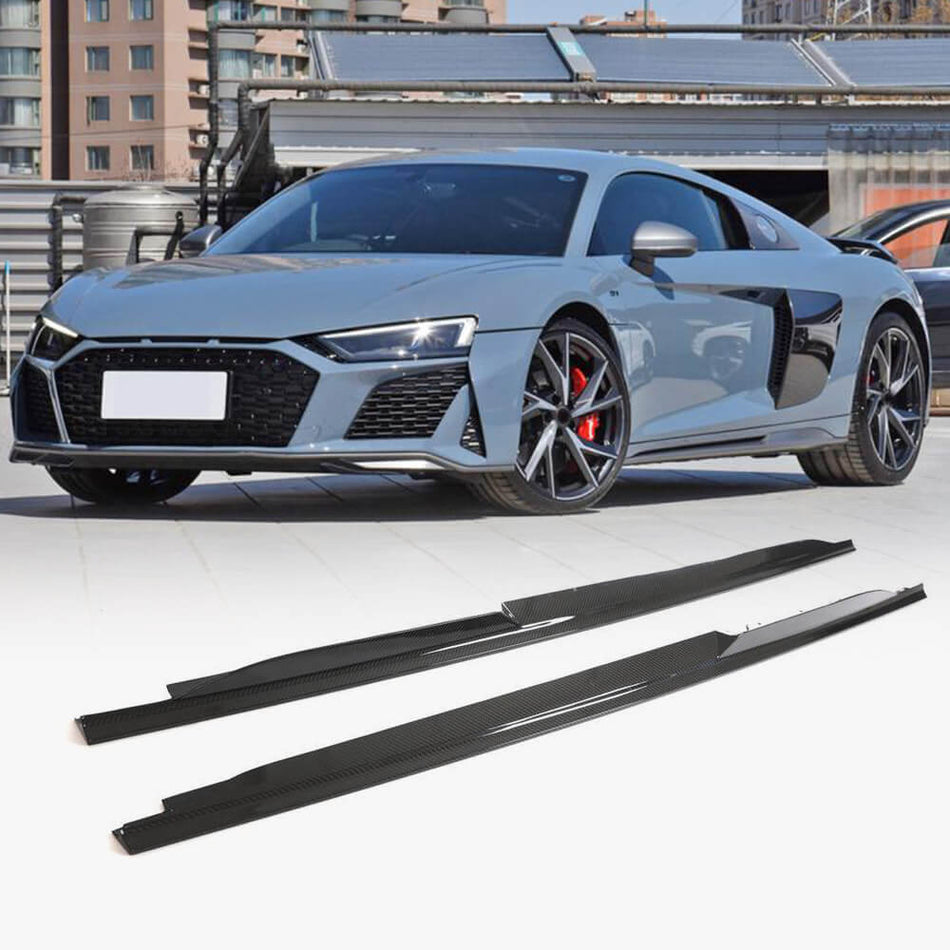 Audi R8 V10 Coupe Spyder Convertible 2Door 2023+ Side Skirts Dry Carbon Fiber-Ahacarbon