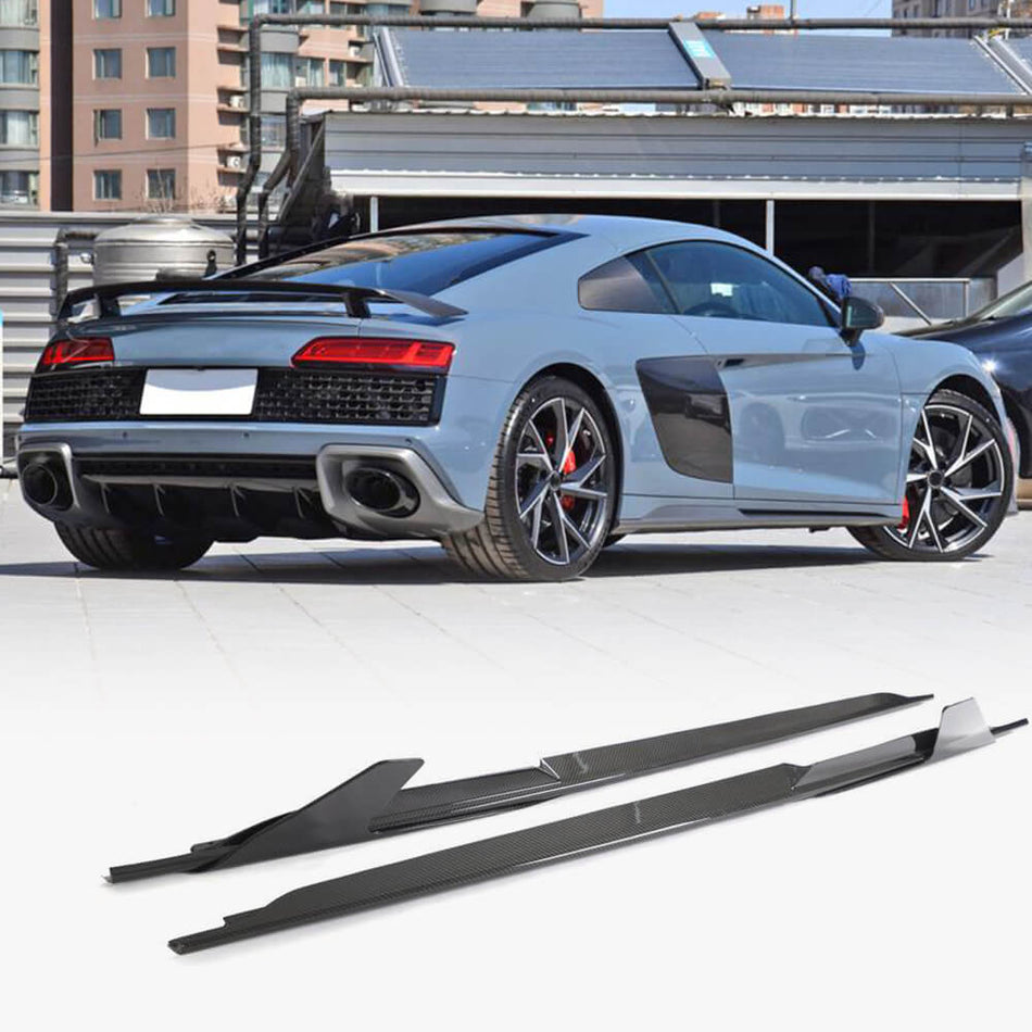 Audi R8 V10 Coupe Spyder Convertible 2Door 2023UP Side Skirts Dry Carbon Fiber-Ahacarbon