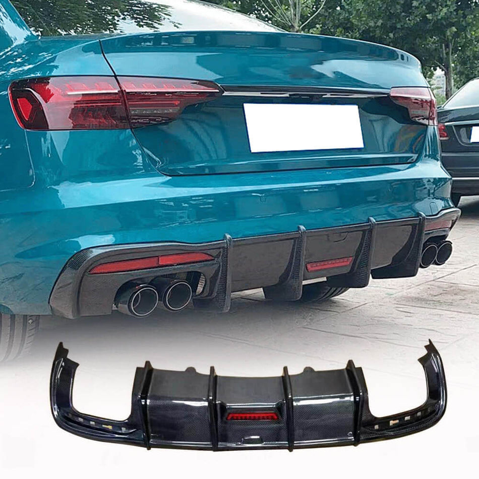 Audi S4 A4 Sline B10 Sedan 2021UP Rear Bumper Diffuser Carbon Fiber-Ahacarbon