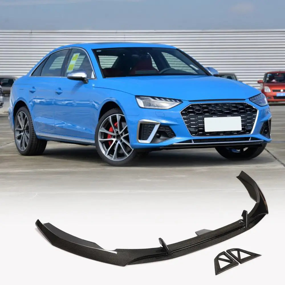 Audi S4 A4 Sline B9 Sedan Facelift 2020 2021 Front Bumper Lip Carbon Fiber-Ahacarbon