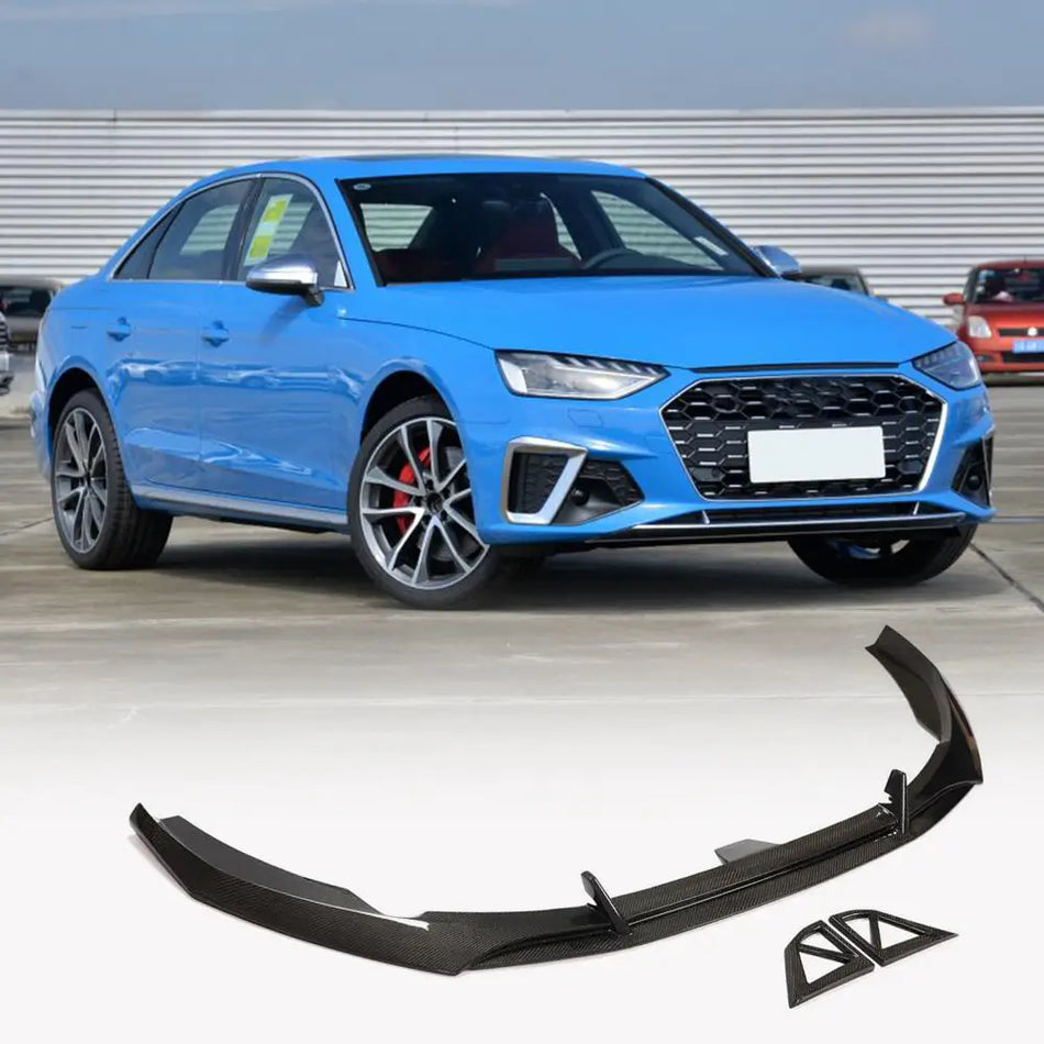 Audi S4 A4 Sline B9 Sedan Facelift 2020 2021 Front Bumper Lip Carbon Fiber-Ahacarbon
