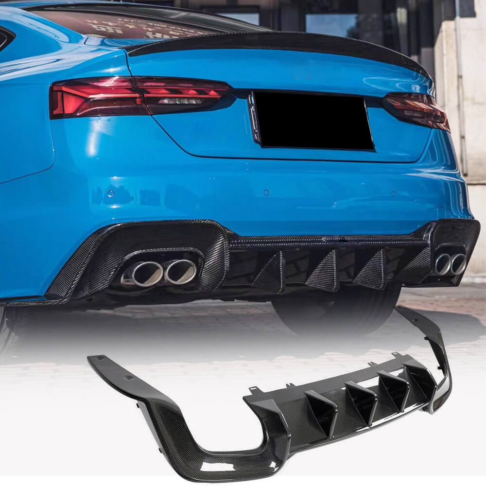 Audi S5 4-Door 2020-2021 Rear Bumper Diffuser Carbon Fiber-Ahacarbon