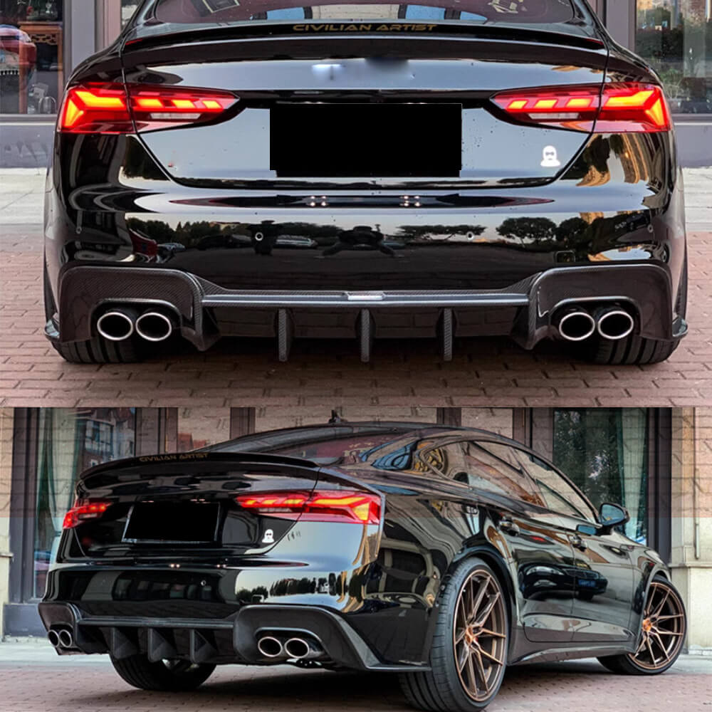 Audi S5 4-Door 2020-2021 Rear Bumper Diffuser Carbon Fiber-Ahacarbon