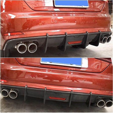 Audi S5 A5 Sline B9 2017-2020 Carbon Fiber Rear Bumper Diffuser Lip With Brake Light-Ahacarbon