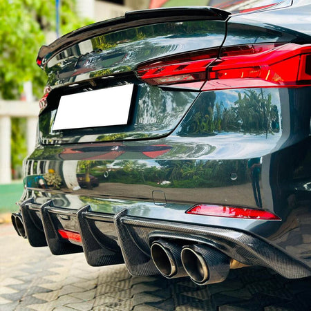 Audi S5 A5 Sline B9 2017-2020 Carbon Fiber Rear Bumper Diffuser Lip With Brake Light-Ahacarbon