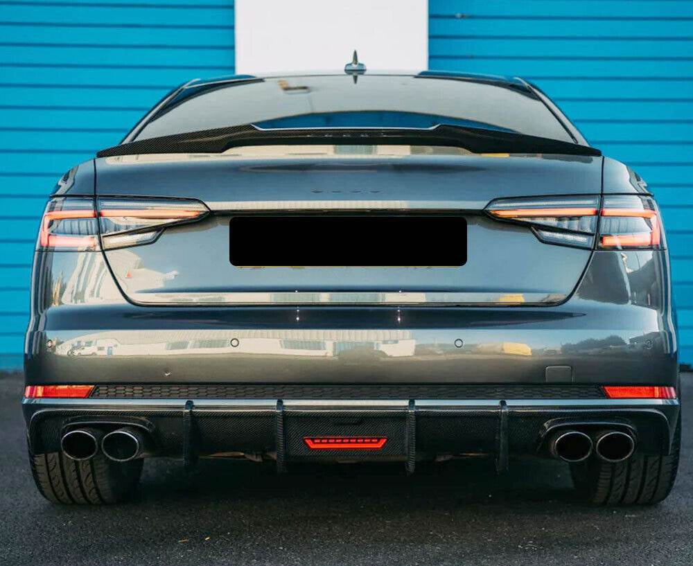 Audi S5 A5 Sline B9 2017-2020 Carbon Fiber Rear Bumper Diffuser Lip With Brake Light-Ahacarbon
