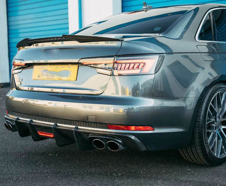 Audi S5 A5 Sline B9 2017-2020 Carbon Fiber Rear Bumper Diffuser Lip With Brake Light-Ahacarbon