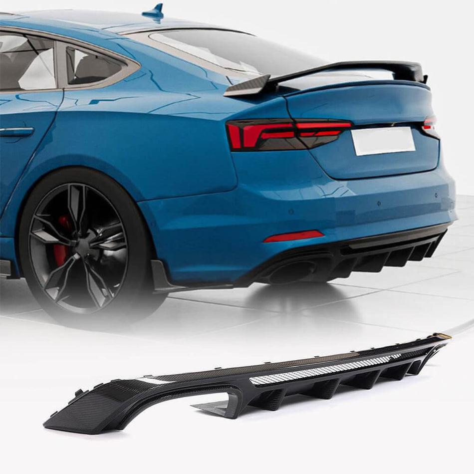Audi A5 Sline S5 2017-2019 Rear Bumper Diffuser Carbon Fiber-Ahacarbon