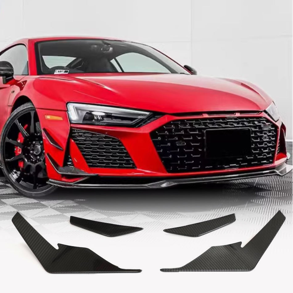 Audi R8 V10 Coupe Spyder Convertible 2Door 2023+ Front Bumper Fins Dry Carbon Fiber-Ahacarbon