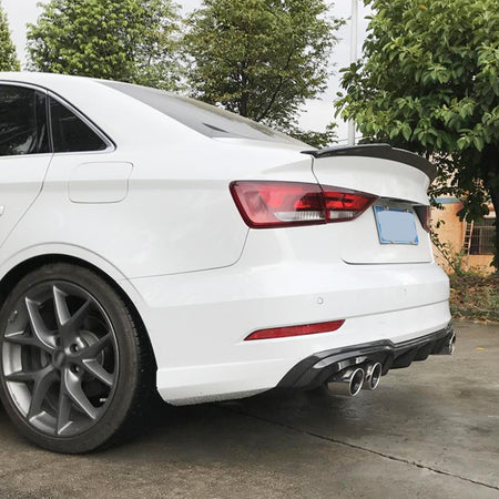 Audi S3 A3 8V Sline Sedan Facelift 2017-2020 Rear Bumper Diffuser Lip Carbon Fiber-Ahacarbon