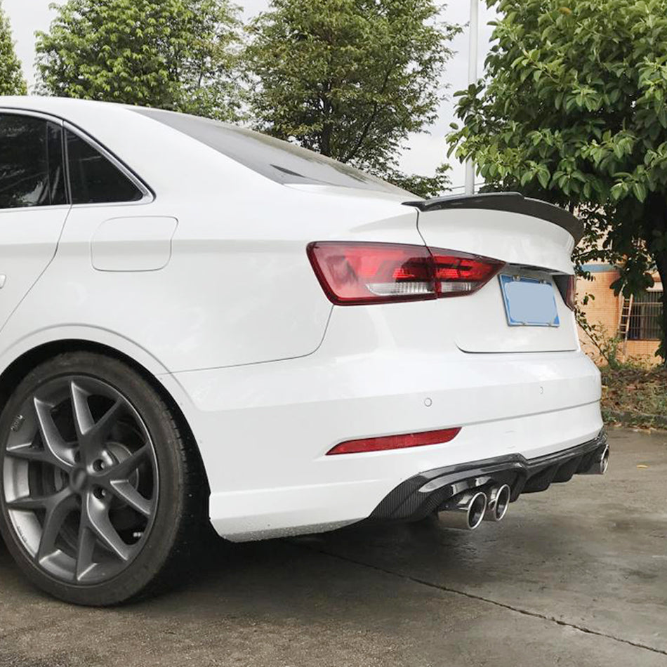 Audi S3 A3 8V Sline Sedan Facelift 2017-2020 Rear Bumper Diffuser Lip Carbon Fiber-Ahacarbon