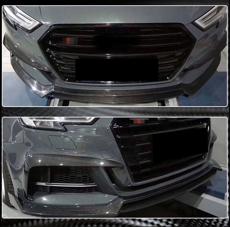 Audi S3 A3 Sline 8V.5 Sedan 2017-2020 Front Bumper Lip Carbon Fiber-Ahacarbon