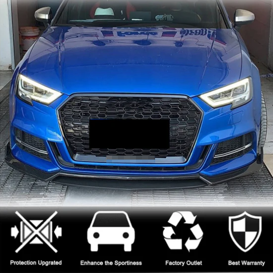Audi S3 A3 Sline 8V.5 Sedan 2017-2020 Front Bumper Lip Carbon Fiber-Ahacarbon