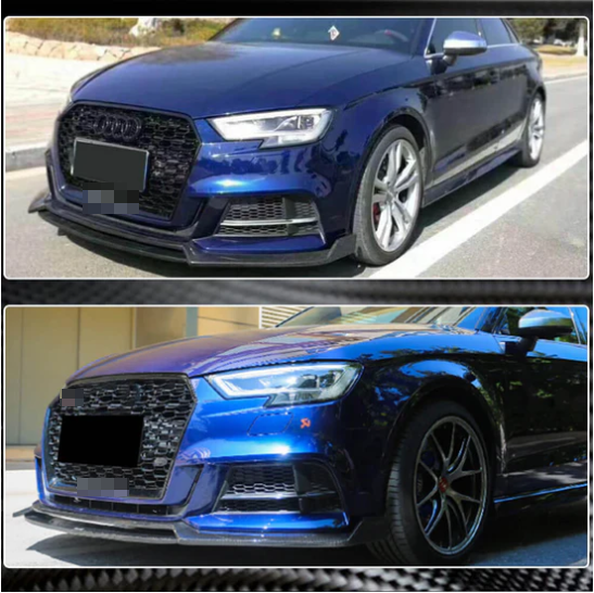 Audi S3 A3 Sline 8V.5 Sedan 2017-2020 Front Bumper Lip Carbon Fiber-Ahacarbon