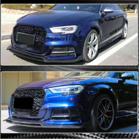 Audi S3 A3 Sline 8V.5 Sedan 2017-2020 Front Bumper Lip Carbon Fiber-Ahacarbon