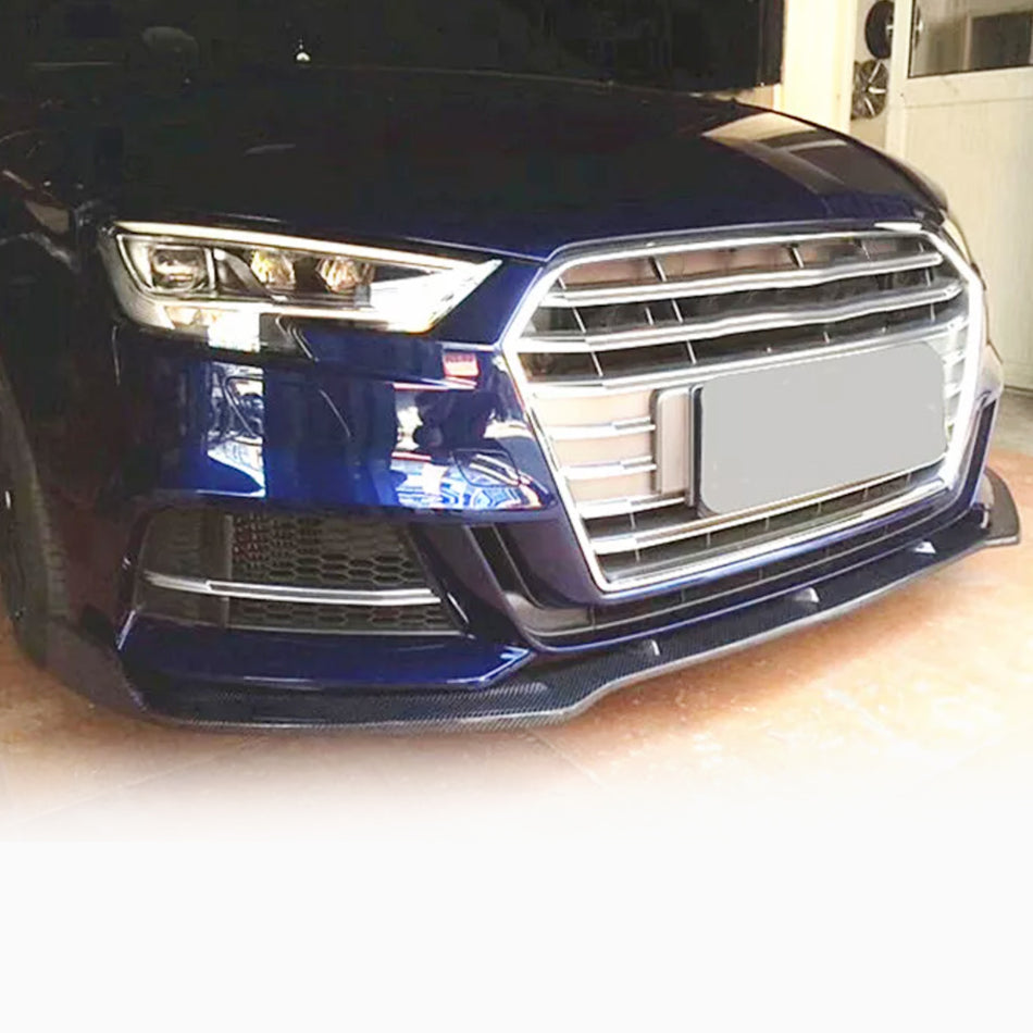 Audi S3 A3 Sline 8V.5 Sedan Facelift 2017-2020 Front Bumper Lip Carbon Fiber-Ahacarbon