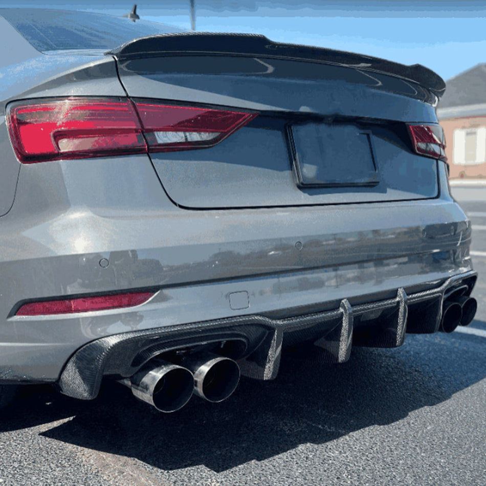 Audi S3 A3 Sline 8V.5 Sedan Facelift 2017-2020 Rear Bumper Diffuser Lip Carbon Fiber/FRP-Ahacarbon