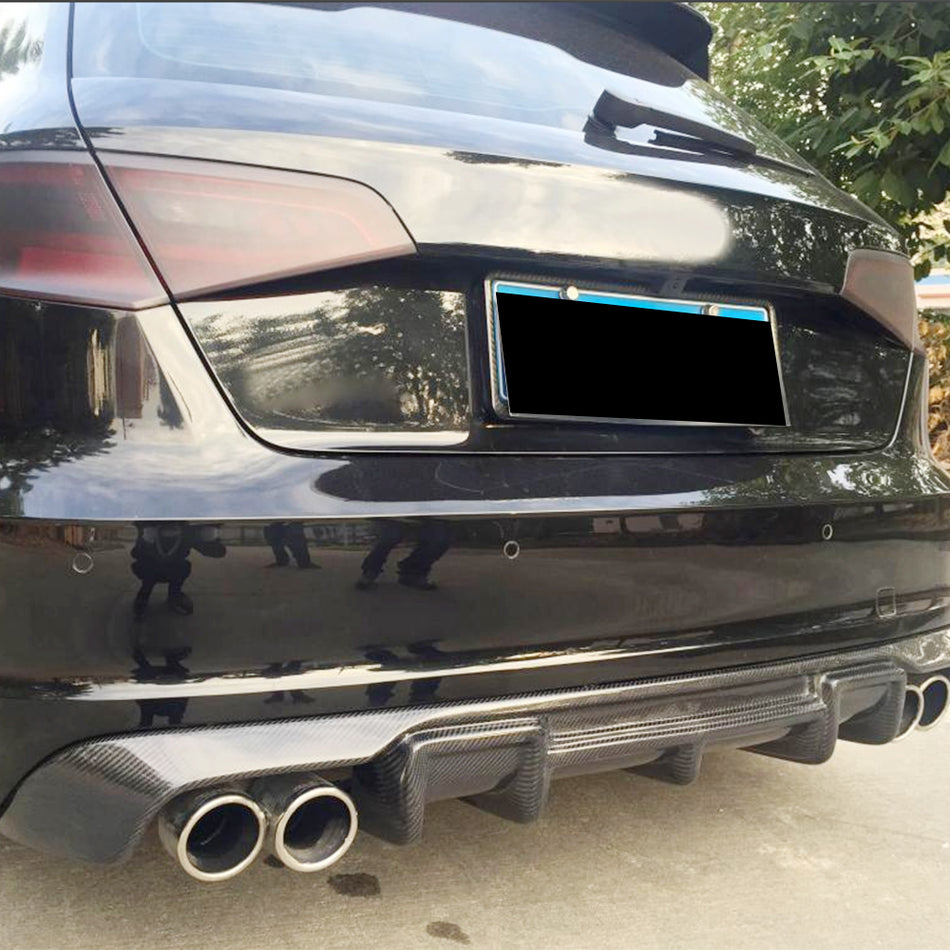 Audi S3 A3 Sline 8V Hatchback Pre-facelift 2014-2016 Rear Bumper Diffuser Carbon Fiber-Ahacarbon
