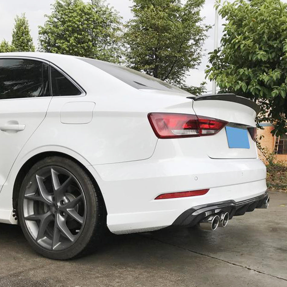 Audi S3 A3 Sline 8V Sedan Facelift 2017-2020 Rear Bumper Diffuser Carbon Fiber-Ahacarbon