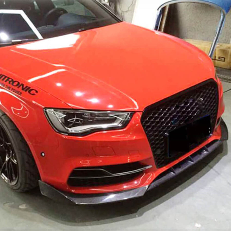 Audi S3 A3 Sline 8V Sedan Pre-facelift 2014-2016 Front Bumper Lip Carbon Fiber-Ahacarbon