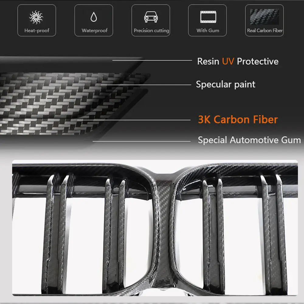 BMW 2 Series F44 220i 228i Sedan 4-Door 2021-2023 Front Grille Dry Carbon Fiber-Ahacarbon