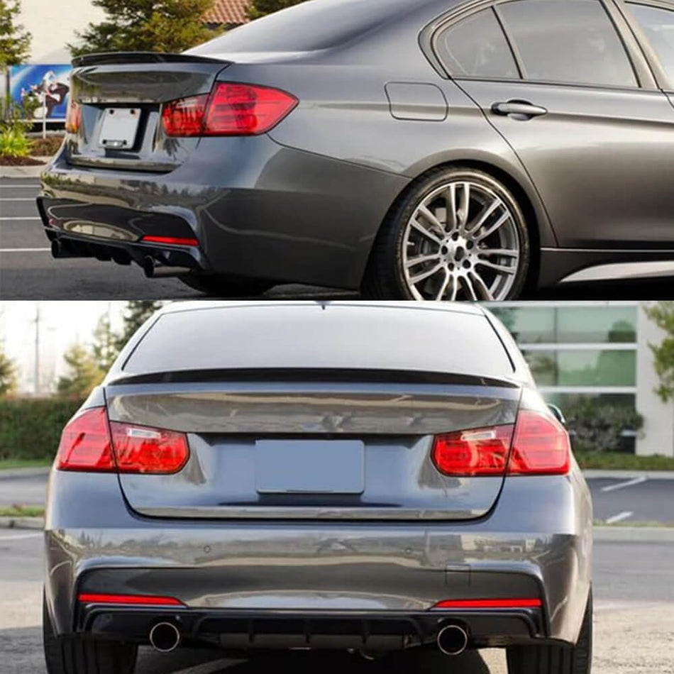 BMW 3 Series F30 320i 325i 328i 335i 340i Sedan 2012-2018 Rear Trunk Spoiler Glossy Black ABS-Ahacarbon