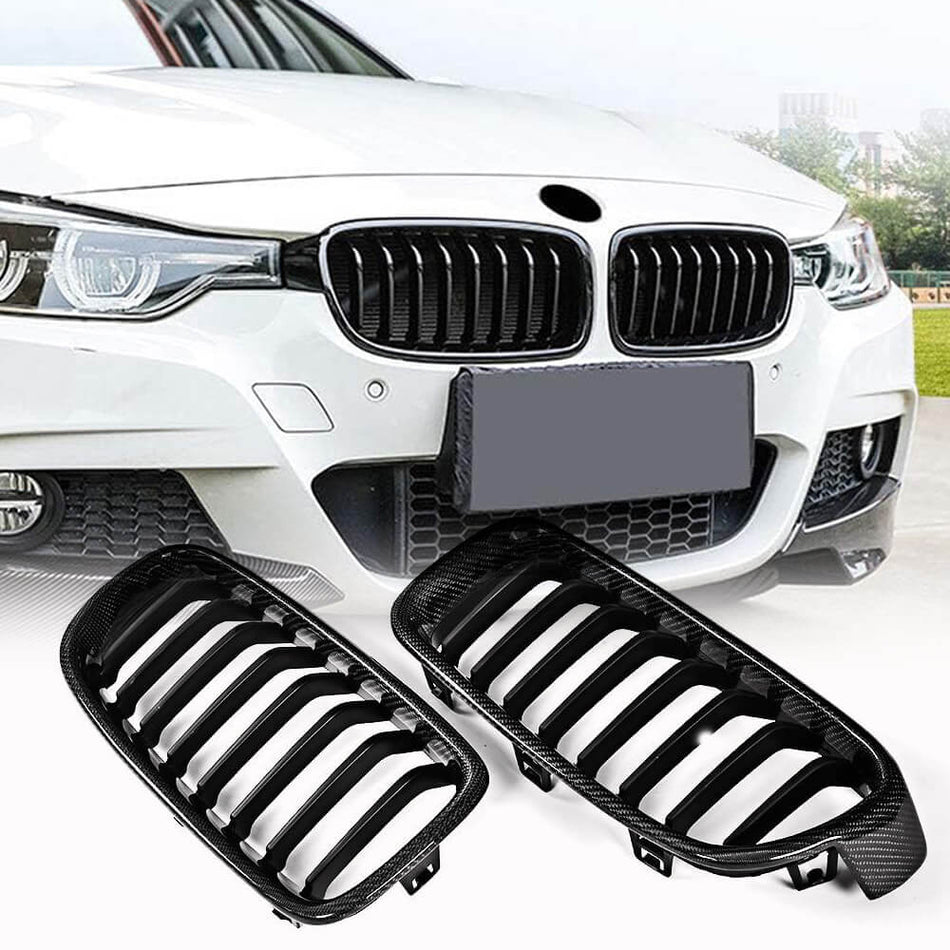 BMW 3 Series F30 F35 Sedan 4-Door 2013-2018 Front Grille Carbon Fiber-Ahacarbon