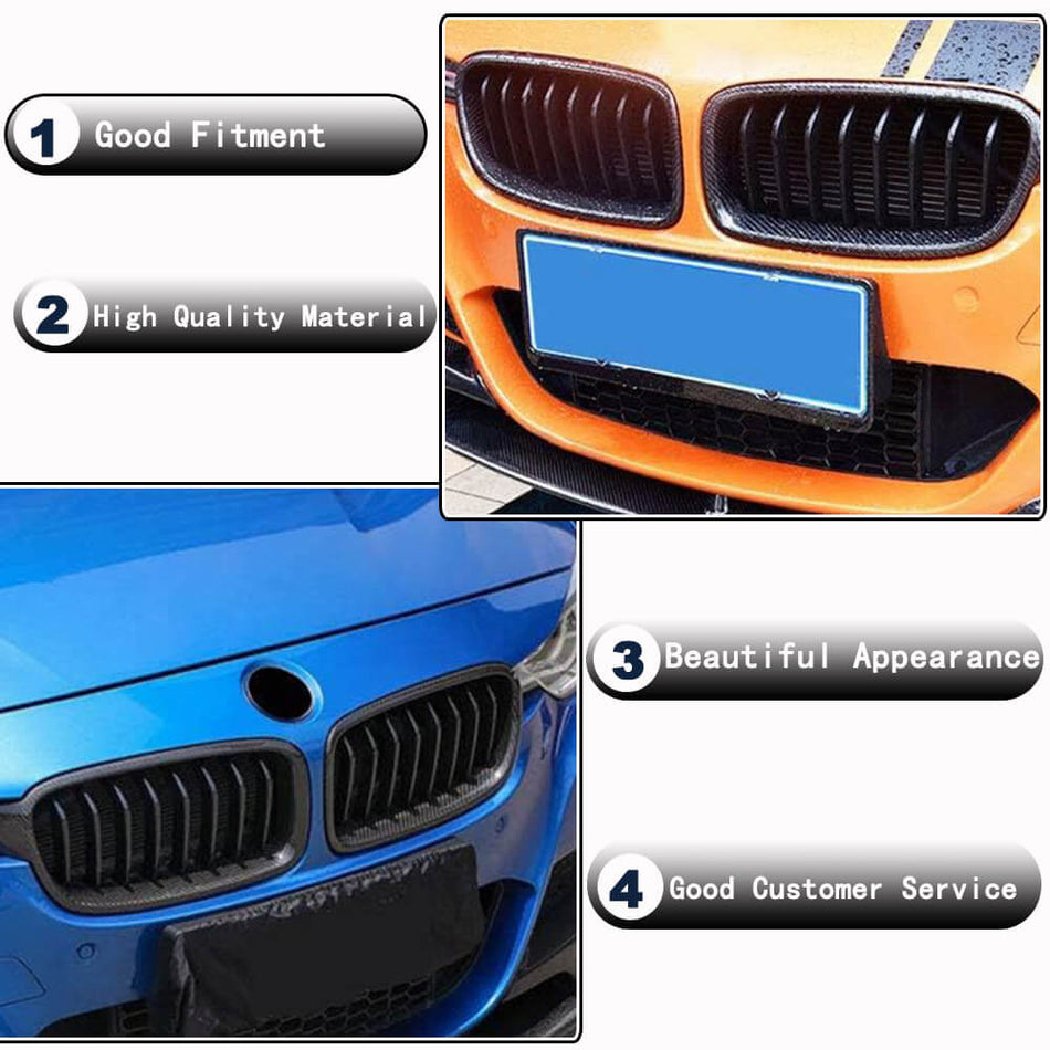 BMW 3 Series F30 F35 Sedan 4-Door 2013-2018 Front Grille Carbon Fiber-Ahacarbon