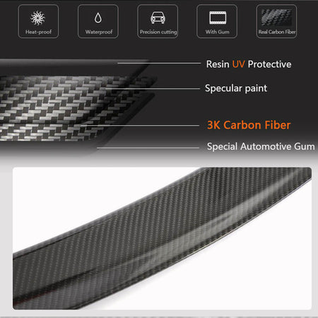 BMW 3 Series F30 F35 F80 M3 Sedan 4-Door 2012-2019 Rear Trunk Spoiler Dry Carbon Fiber-Ahacarbon