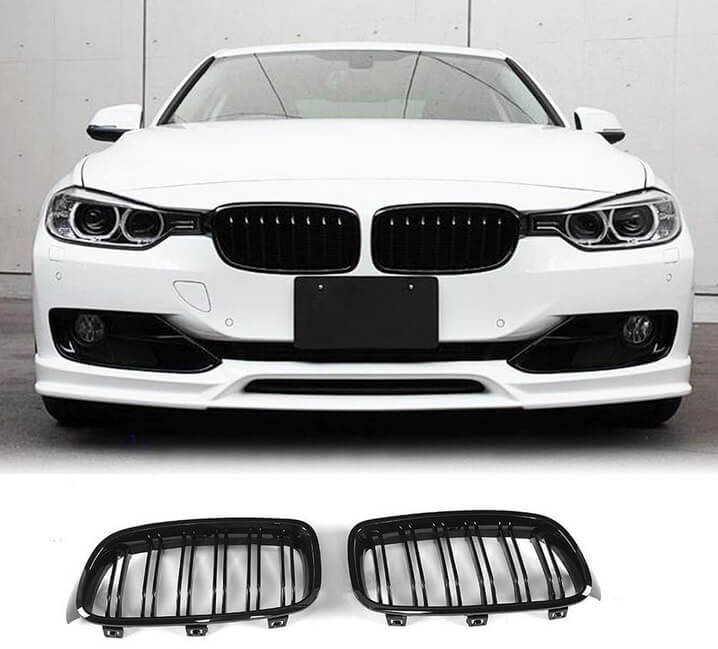 BMW 3 Series F30 F35 Sedan 4-Door 2012-2018 Front Grille Glossy Black ABS-Ahacarbon