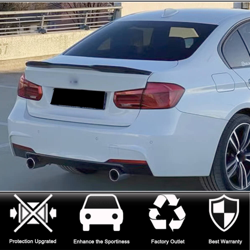BMW 3 Series F30 F35 F80 M3 Sedan 4-Door 2012-2019 Rear Trunk Spoiler Dry Carbon Fiber-Ahacarbon