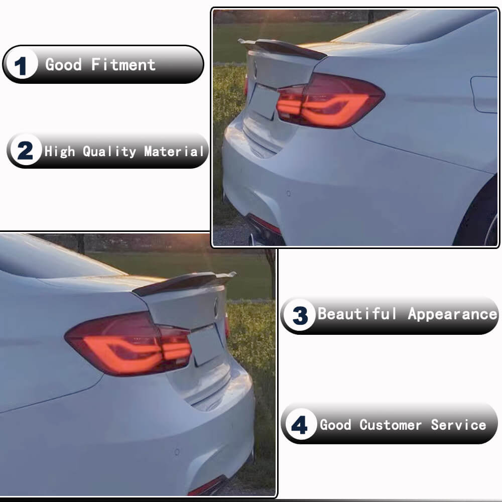BMW 3 Series F30 F35 F80 M3 Sedan 4-Door 2012-2019 Rear Trunk Spoiler Dry Carbon Fiber-Ahacarbon