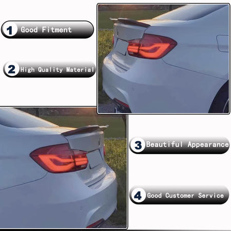 BMW 3 Series F30 F35 F80 M3 Sedan 4-Door 2012-2019 Rear Trunk Spoiler Dry Carbon Fiber-Ahacarbon