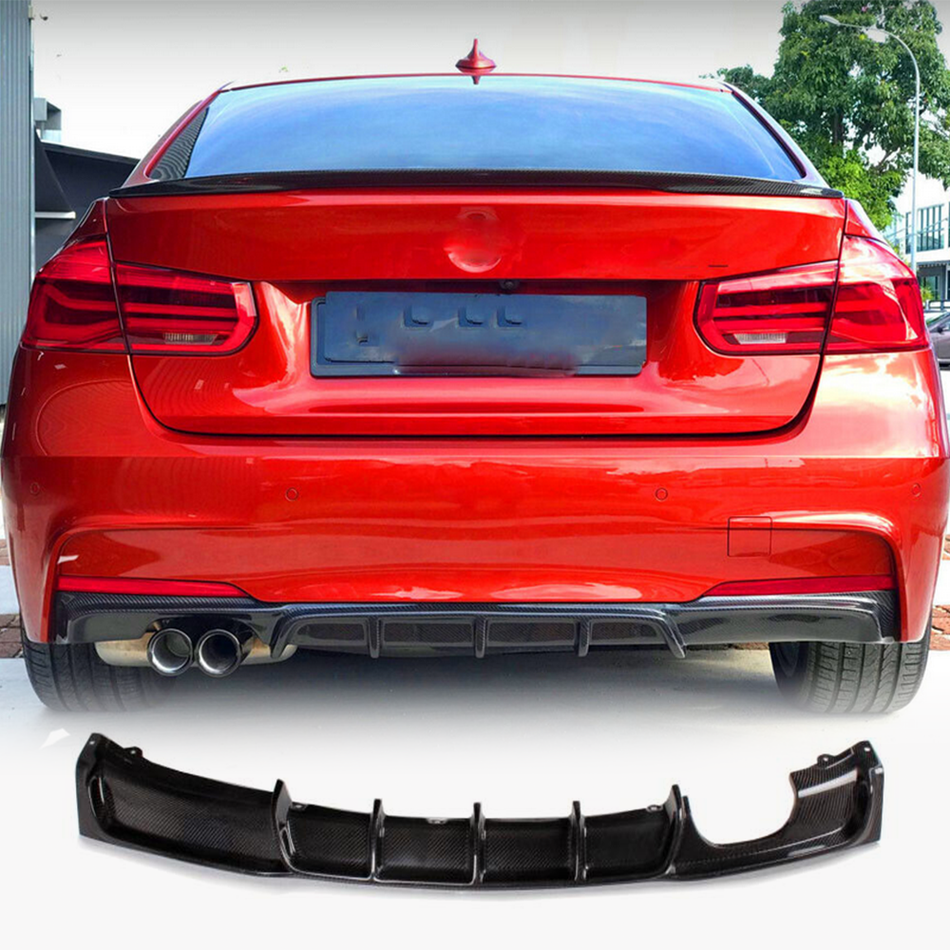 BMW 3 Series F30 M Sport 2012-2018 Rear Bumper Diffuser Carbon Fiber/FRP/ABS-Ahacarbon
