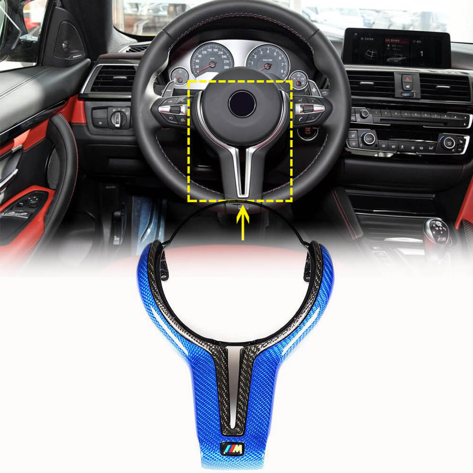 BMW 3 Series F80 M3 Sedan 4 Series F82 M4 Coupe&F83 M4 Convertible 2014-2020 Steering Wheel Covers Carbon Fiber-Ahacarbon