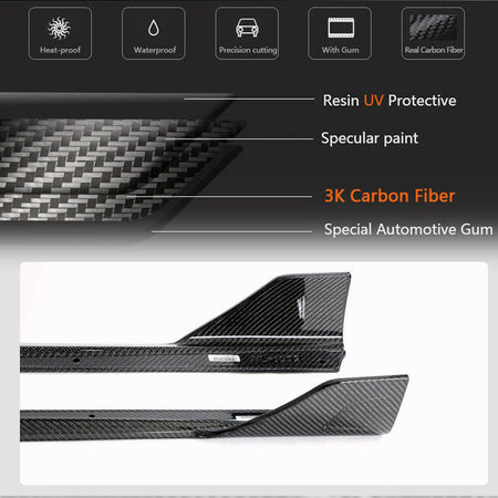 BMW 3 Series G20 G28 LCI M Sport Base Sedan 4-Door 2020-2024 Side Skirts Carbon Fiber-Ahacarbon