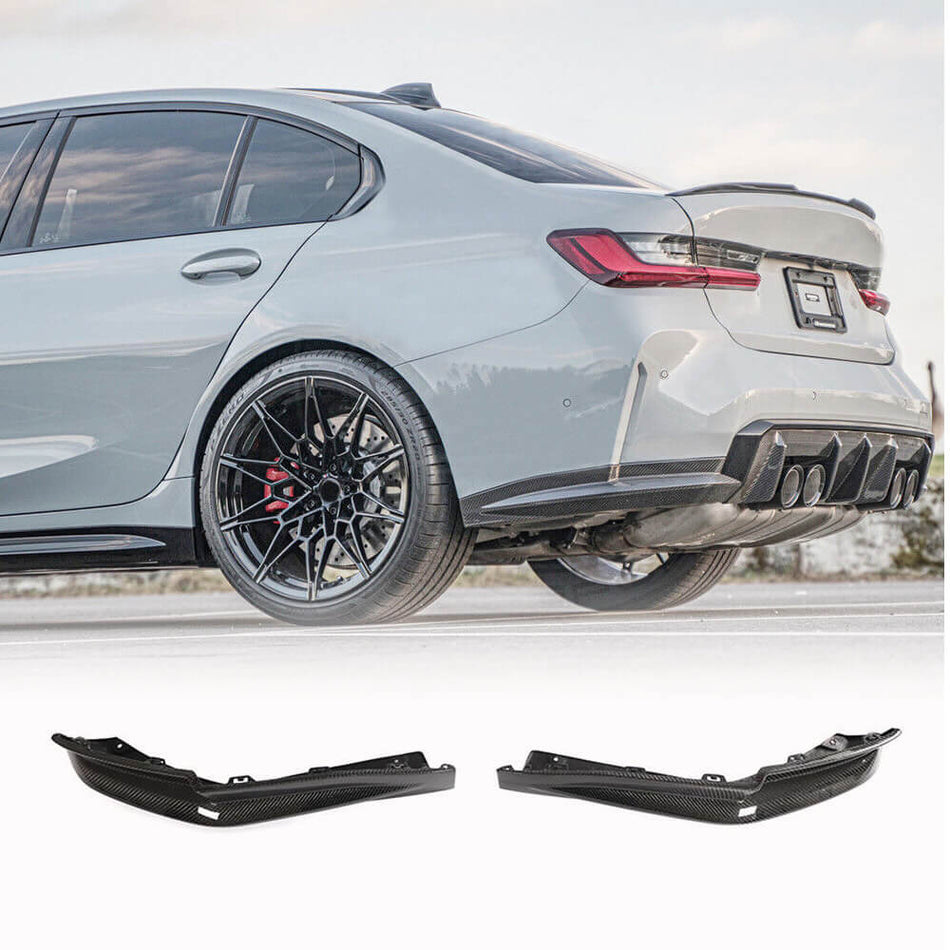 BMW 3 Series G80 M3 Sedan 2021-2022 Rear Bumper Splitters Replacement Style Carbon Fiber-Ahacarbon