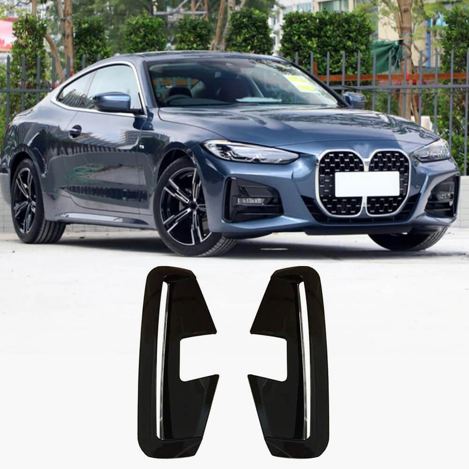 BMW 4 Series G22 G23 420i 430i M Sport M440i 2021+ Fog Light Covers Glossy Black ABS-Ahacarbon