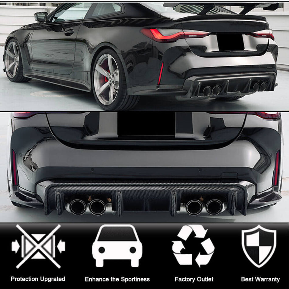 BMW 4 Series G82 G83 M4 2021-2023 Rear Bumper Diffuser Carbon Fiber-Ahacarbon
